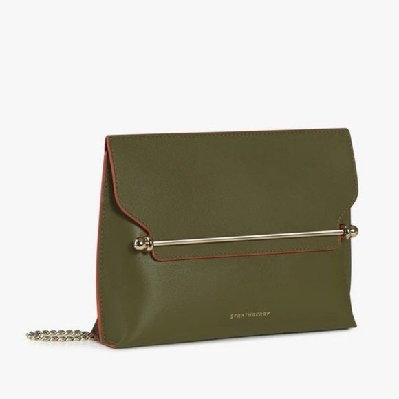 Strathberry Convertible Crossbody Stylist Bamboo Fire Edge NWT Gold Chain Strap - Picture 9 of 9